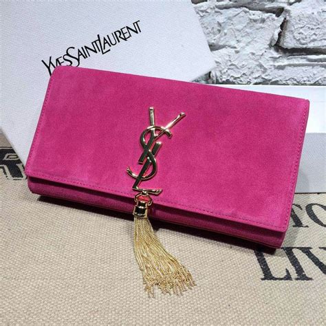 pink suede ysl clutch|yves saint laurent clutch.